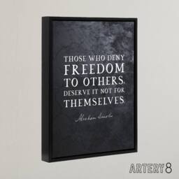 "Artery8 Abraham Lincoln Freedom Slate Quote Framed Canvas Wall Art Print in Grey - Size: W12"" x H16""" - thumbnail 2
