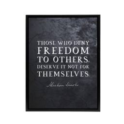 "Artery8 Abraham Lincoln Freedom Slate Quote Framed Canvas Wall Art Print in Grey - Size: W12"" x H16""" - thumbnail 1