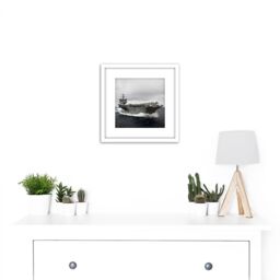 Artery8 Military USA Navy USS Enterprise Aircraft Carrier Photo 8X8 Inch Square Wooden Framed Wall Art Print Picture with Mount in White - thumbnail 2