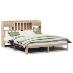 Berkfield Home Bookcase Bed without Mattress 180x200cm Solid Wood Pine in Brown - Size: Super King - thumbnail 2