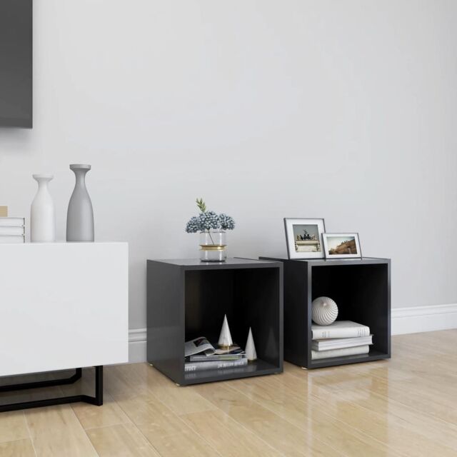 Berkfield Home TV Cabinets 2 pcs Grey 37x35x37 cm Engineered Wood - Size: 37 x 35 x 37 cm - image 1