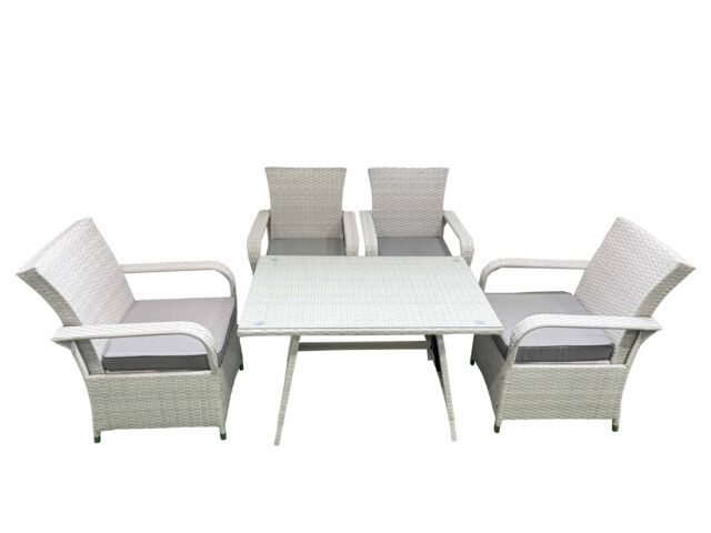 Fimous Outdoor Rattan Garden Furniture Set Patio 4 Chairs Plus Rectangular Dining Table Sets Light Grey Mixed - image 1