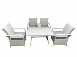 Fimous Outdoor Rattan Garden Furniture Set Patio 4 Chairs Plus Rectangular Dining Table Sets Light Grey Mixed - thumbnail 1