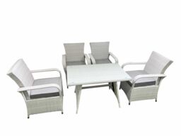 Fimous Outdoor Rattan Garden Furniture Set Patio 4 Chairs Plus Rectangular Dining Table Sets Light Grey Mixed - thumbnail 2