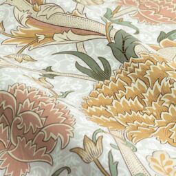 Morris & Co Cray Floral Velvet Room Darkening Pencil Pleat Curtains in Stone - Size: 229 cm width x 229 cm drop - thumbnail 6