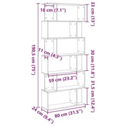 Berkfield Home Bookcase Black Oak 80x24x190.5 cm Engineered Wood - thumbnail 9