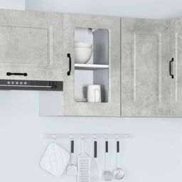 Berkfield Home Kitchen Wall Cabinet with Glass Door Kalmar Concrete Grey Engineered Wood - thumbnail 4