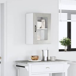 Berkfield Home Kitchen Wall Cabinet with Glass Door Kalmar Concrete Grey Engineered Wood - thumbnail 3