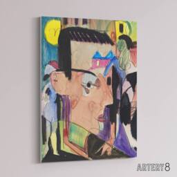 "Artery8 Abstract Self Portrait Ernst Ludwig Kirchner Canvas Wall Art - Size: W18"" x H24""" - thumbnail 2