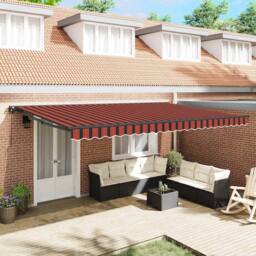 Berkfield Home Retractable Awning Manual Orange & Brown 500x300 cm - thumbnail 2