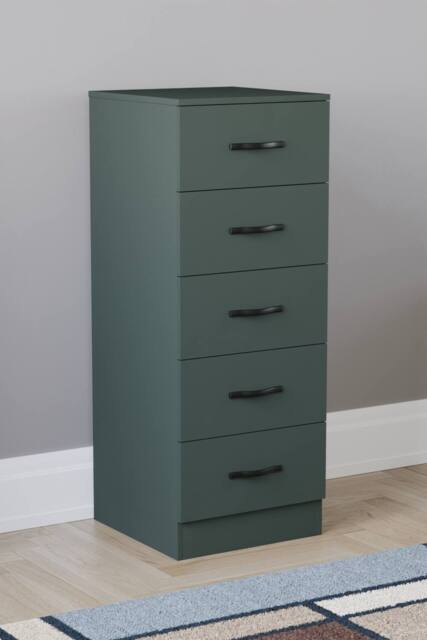 HD Designs Riano 5 Drawer Narrow Chest Storage in Green - image 1