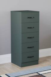 HD Designs Riano 5 Drawer Narrow Chest Storage in Green - thumbnail 1