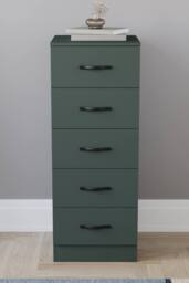 HD Designs Riano 5 Drawer Narrow Chest Storage in Green - thumbnail 3