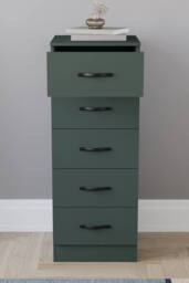 HD Designs Riano 5 Drawer Narrow Chest Storage in Green - thumbnail 5