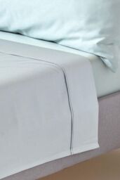 Homescapes Sateen Cotton Flat Sheet 400 TC in Duck Egg Blue - Size: Double Flat