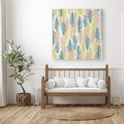Warren Reed - Designer Scandinavian Style Foliage Canvas in Green - Size: w10 inch x h10 inch - thumbnail 3
