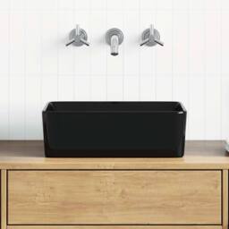 Berkfield Home Charming Wash Basin 40x30x13 cm Ceramic Black - Size: 40 x 30 x 13 cm - thumbnail 2