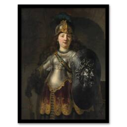 Artery8 Bellona Roman Goddess of War Rembrandt Framed Wall Art Print in Grey - Size: A4 - thumbnail 1