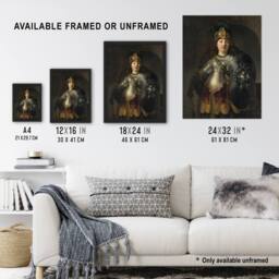 Artery8 Bellona Roman Goddess of War Rembrandt Framed Wall Art Print in Grey - Size: A4 - thumbnail 3