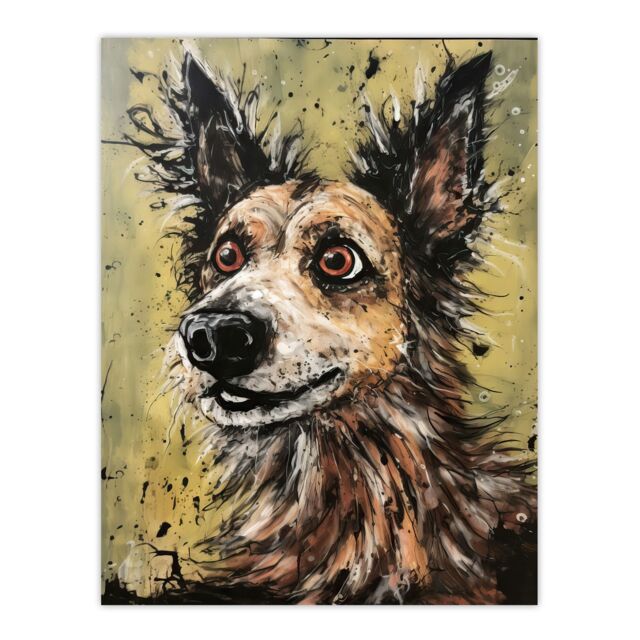 "Artery8 Wall Art Print Daisy Hears The Door Artwork Fun Dog Painting By Tom Jones Poster - Size: W18"" x H24""" - image 1