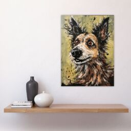 "Artery8 Wall Art Print Daisy Hears The Door Artwork Fun Dog Painting By Tom Jones Poster - Size: W18"" x H24""" - thumbnail 4