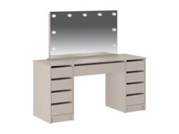 Vente-unique Double Dressing Table With LED Mirror - 9 Drawers - Beige - JENEMI - thumbnail 4