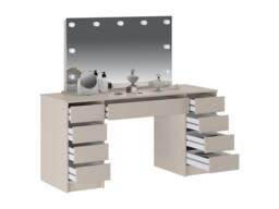 Vente-unique Double Dressing Table With LED Mirror - 9 Drawers - Beige - JENEMI - thumbnail 6