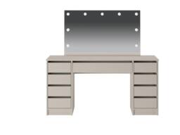 Vente-unique Double Dressing Table With LED Mirror - 9 Drawers - Beige - JENEMI - thumbnail 5