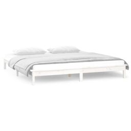 Berkfield Home LED Bed Frame White 140x200 cm Solid Wood - thumbnail 4
