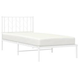 Berkfield Home Metal Bed Frame without Mattress with Headboard White 90x200cm - Size: 90x200 cm - thumbnail 3