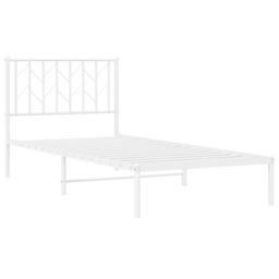 Berkfield Home Metal Bed Frame without Mattress with Headboard White 90x200cm - Size: 90x200 cm - thumbnail 4