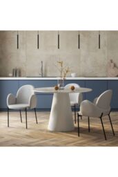 Living and Home 2Pcs Upholstered Dining Chairs with Armrest in Grey - thumbnail 2