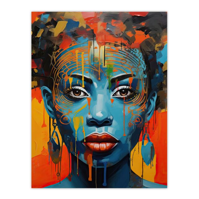 "Artery8 Contemporary African Woman Palette Knife Painting Artwork Portrait Unframed Wall Art Print Poster Home Decor Premium - Size: W12"" x H16""" - image 1