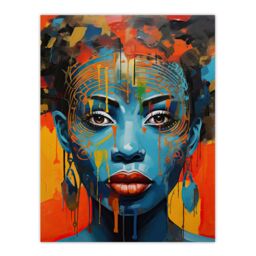"Artery8 Contemporary African Woman Palette Knife Painting Artwork Portrait Unframed Wall Art Print Poster Home Decor Premium - Size: W12"" x H16""" - thumbnail 1