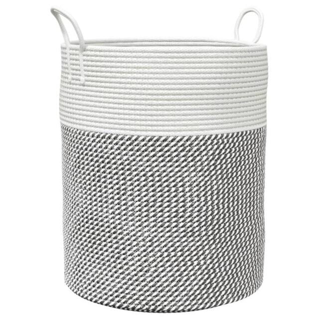 Berkfield Home Storage Basket Grey & White √ò38x46 cm Cotton - Size: 38x46 cm - image 1