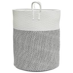 Berkfield Home Storage Basket Grey & White √ò38x46 cm Cotton - Size: 38x46 cm - thumbnail 5