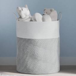Berkfield Home Storage Basket Grey & White √ò38x46 cm Cotton - Size: 38x46 cm - thumbnail 2