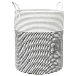 Berkfield Home Storage Basket Grey & White √ò38x46 cm Cotton - Size: 38x46 cm