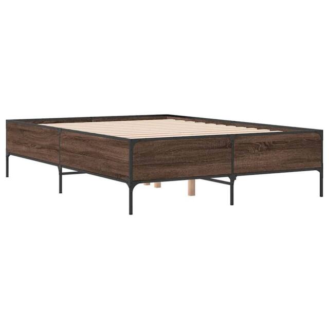 Berkfield Home Durable Bed Frame without Mattress Brown Oak 140x200 cm - image 1