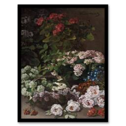 Artery8 Claude Monet Framed Wall Art Print Spring Flowers Floral Still Life - Size: A4 - thumbnail 1