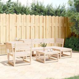 Berkfield Home 5 Piece Garden Lounge Set Solid Wood Pine in Brown - thumbnail 1