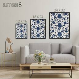 "Artery8 Owen Jones Elegant Blue Flower Textile Motif Framed Canvas Art Print - Size: W12"" x H16""" - thumbnail 4