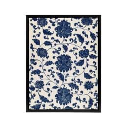 "Artery8 Owen Jones Elegant Blue Flower Textile Motif Framed Canvas Art Print - Size: W12"" x H16""" - thumbnail 1