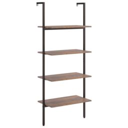 Berkfield Home 4-Tier Leaning Shelf Dark Brown & Black 64x35x152.5 cm - thumbnail 2