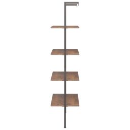 Berkfield Home 4-Tier Leaning Shelf Dark Brown & Black 64x35x152.5 cm - thumbnail 4
