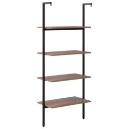 Berkfield Home 4-Tier Leaning Shelf Dark Brown & Black 64x35x152.5 cm - thumbnail 5