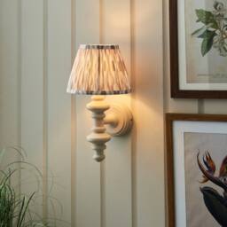 Netlighting Carnaby Almond White Wall Light Fabric Ikat Shade 20cm B22 - thumbnail 2