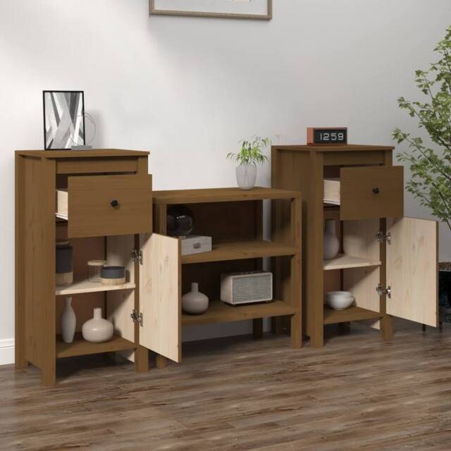 Berkfield Home Sideboards 2 pcs Honey Brown 40x35x80 cm Solid Wood Pine - Size: 40 x 35 x 80 cm - image 1