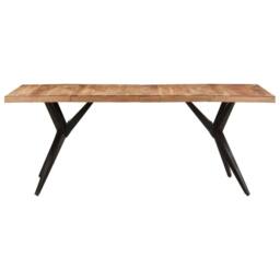 Berkfield Home Dining Table 200x90x76 cm Solid Acacia Wood in White - Size: 200 x 90 x 76 cm - thumbnail 2