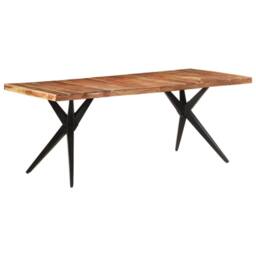 Berkfield Home Dining Table 200x90x76 cm Solid Acacia Wood in White - Size: 200 x 90 x 76 cm - thumbnail 8